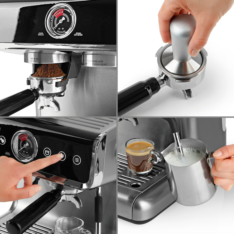 ESPRESSO-GRIND-PROFESSION Espresso-Siebträgermaschine mit Mahlwerk - 15 bar